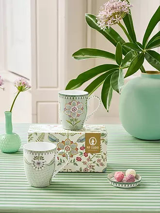 PIP STUDIO | Lot de 2 grands mugs à anse LILY & LOTUS 350 ml Vert clair | hellgrün